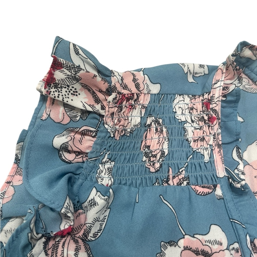 Daniel Rainn Floral Print Blouse Smocked Neckline & Ruffle Sleeves, Small - Picture 16 of 16